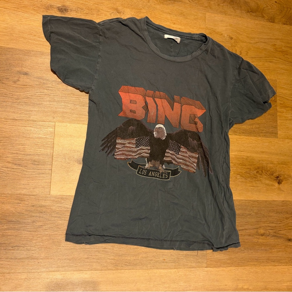 Anine Bing Gray Distressed Graphic Tee sz XS